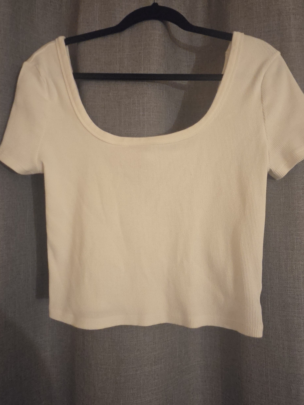 Universal Thread Cream Ribbed Scoop Neck Crop Top